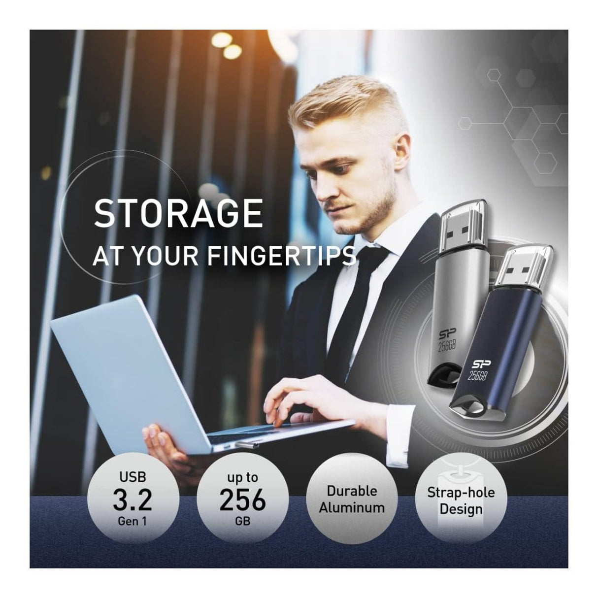 Silicon Power Marvel M02 256GB USB Type-A 3.2 Blue USB Flash Drive SP256GBUF3M02V1B