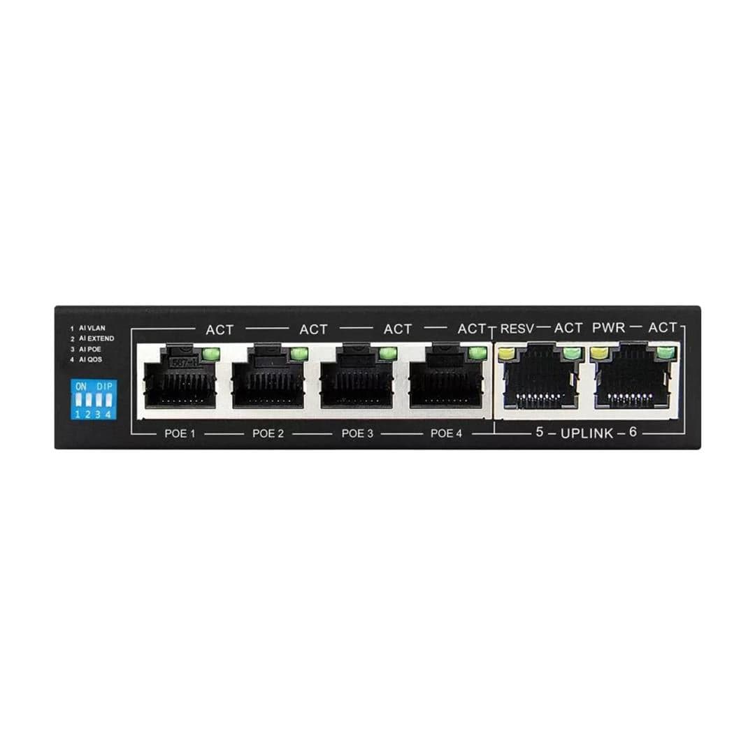 Scoop 6-port 60W Fast Ethernet AI PoE Network Switch SPS-4F2F