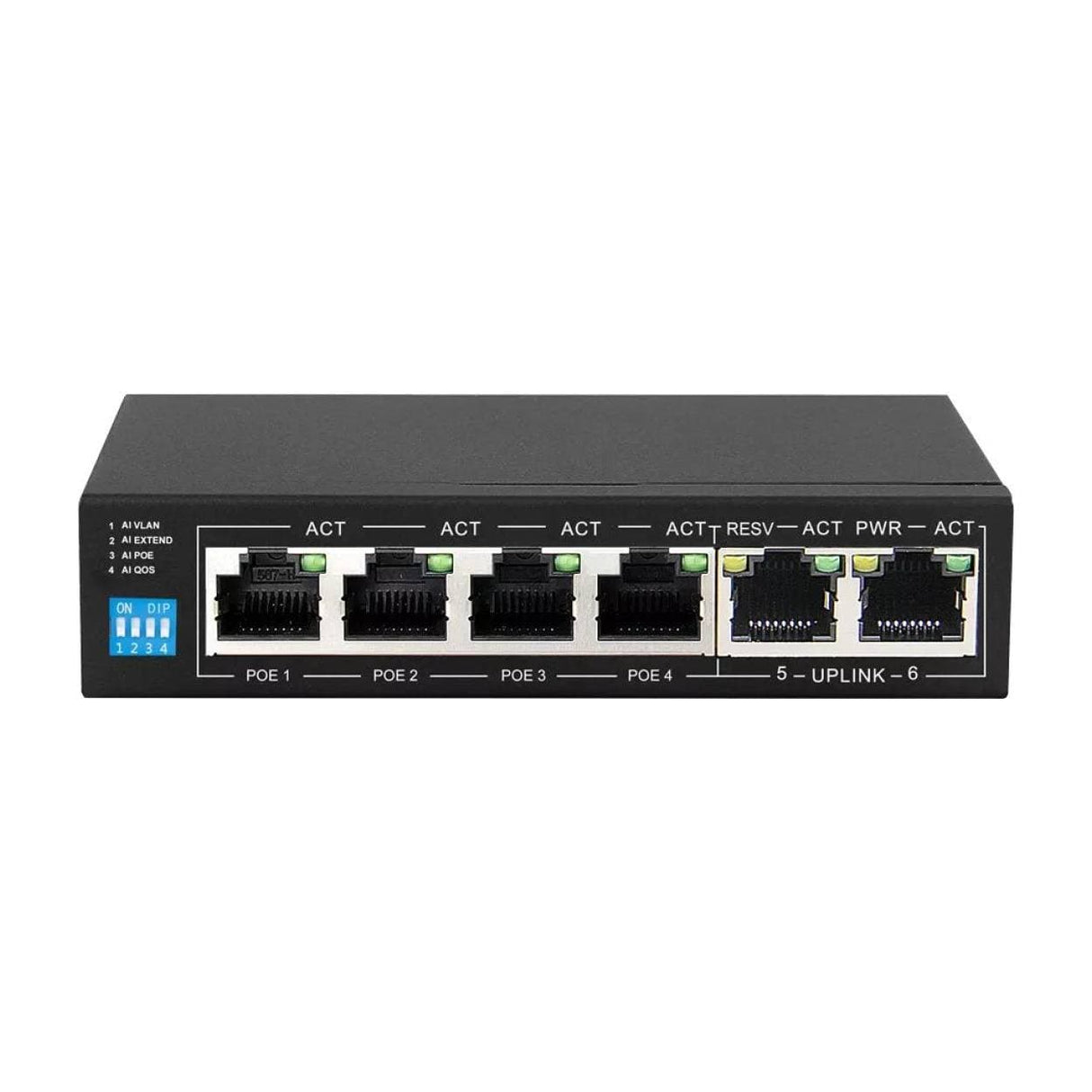 Scoop 6-port 60W Fast Ethernet AI PoE Network Switch SPS-4F2F