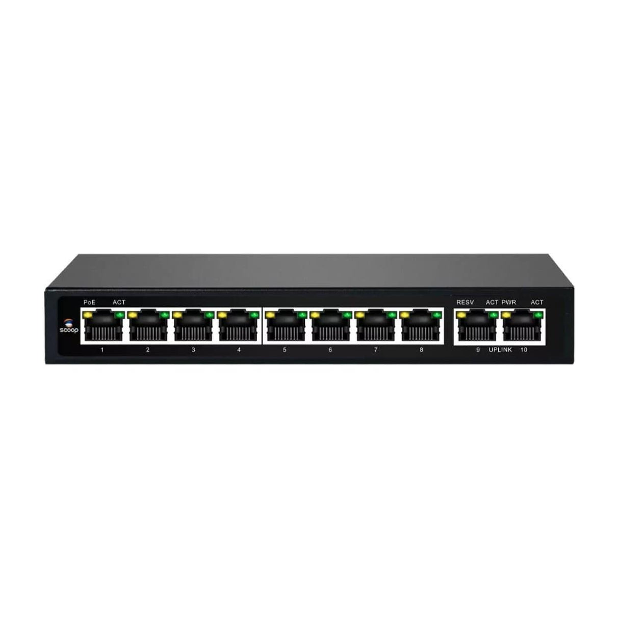 Scoop 10-port 96W Fast Ethernet AI PoE Network Switch SPS-8F2F