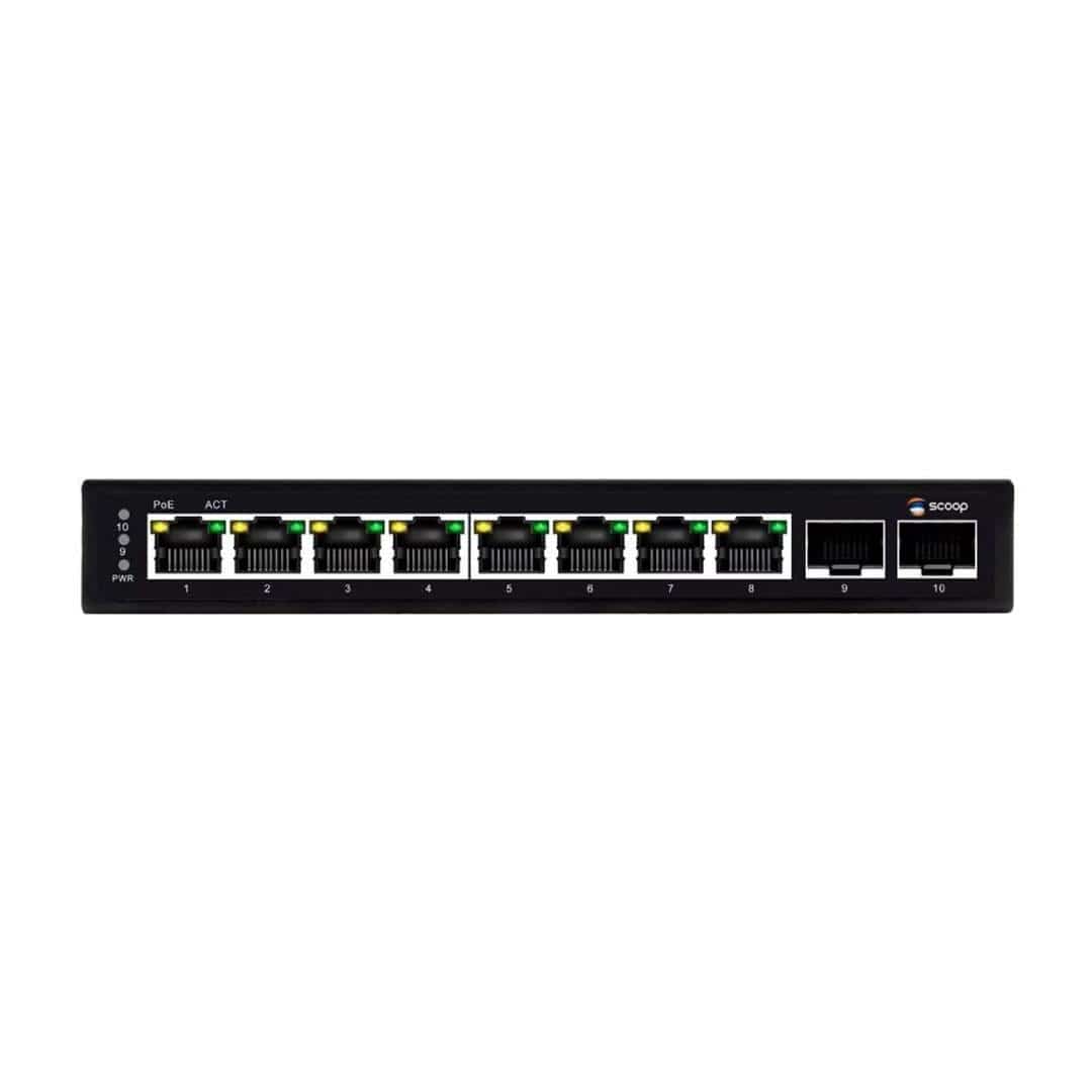 Scoop 8-port 96W 2x SFP Gigabit AI PoE Network Switch SPS-8G2S