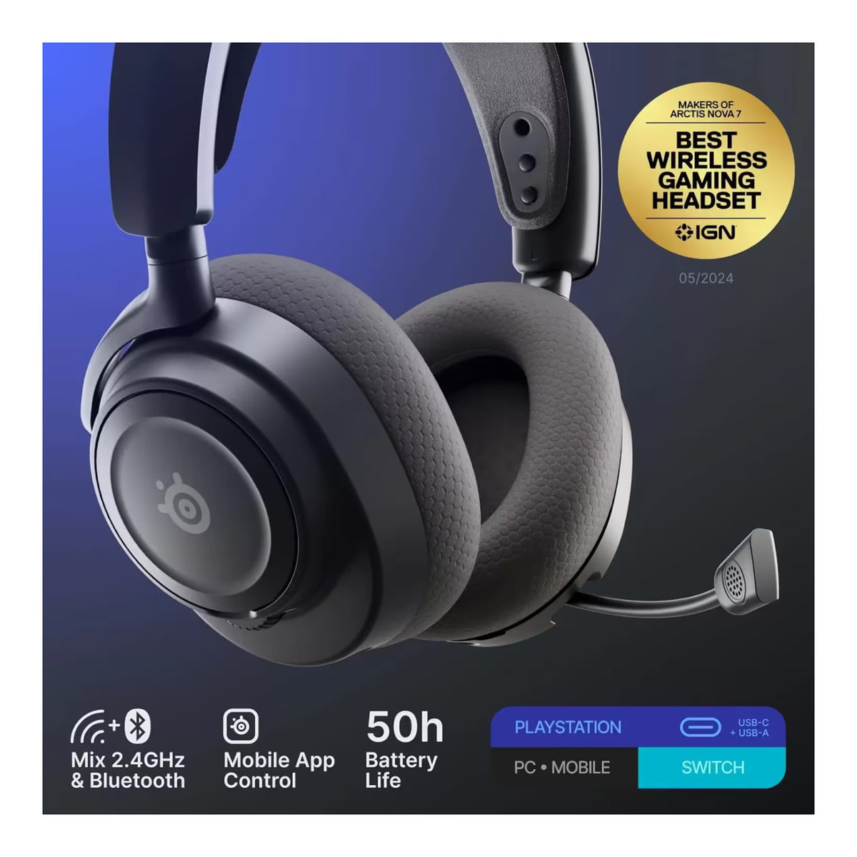 SteelSeries Arctis Nova 7P Gen 2 Wireless Gaming Headset - Black SS-61744