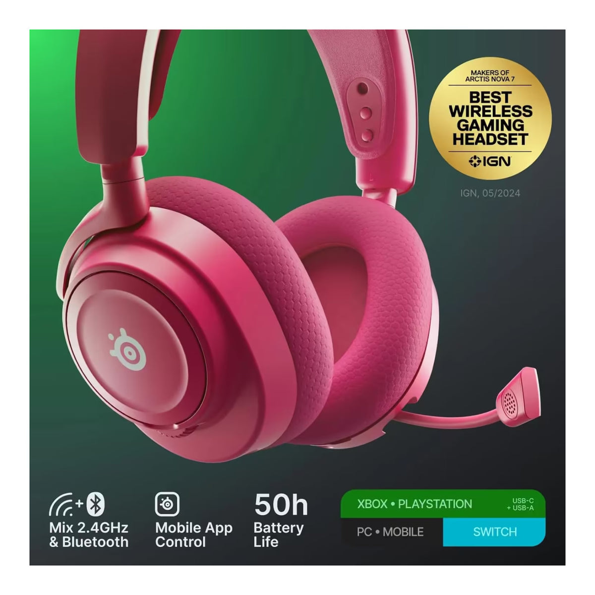 SteelSeries Arctis Nova 7X Gen 2 Wireless Gaming Headset - Magenta SS-61760