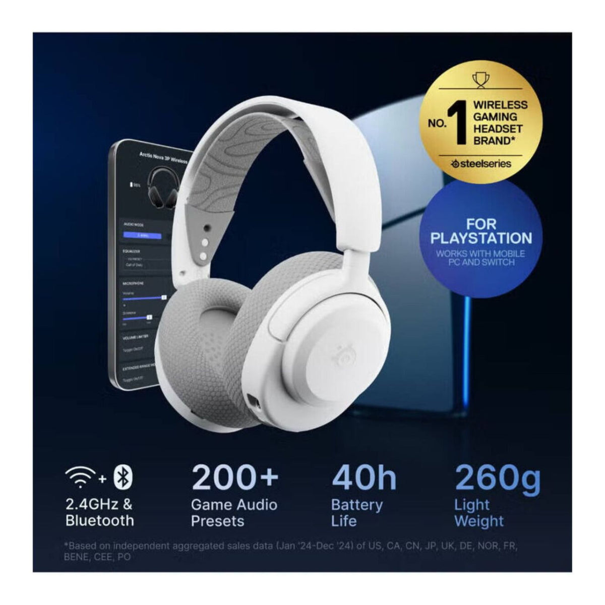 SteelSeries Arctis Nova 3P Wireless Gaming Headset - White SS-61776