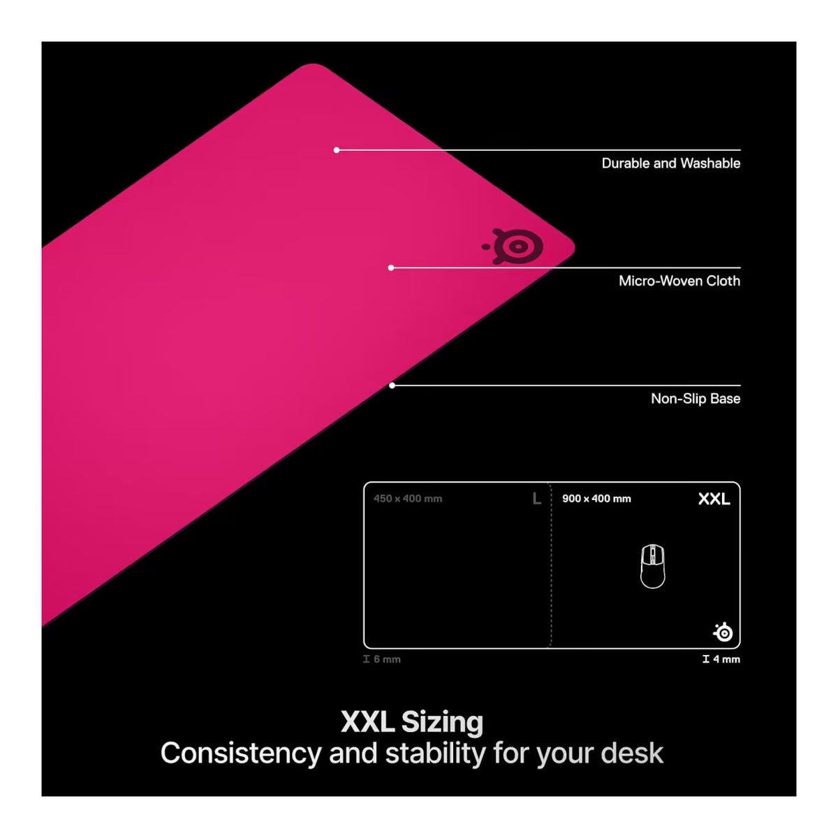 SteelSeries QcK Heavy Gaming Mouse Pad - XXL Magenta SS-63478