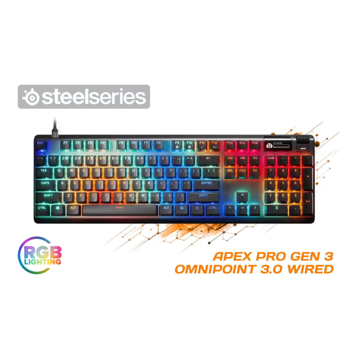 SteelSeries Apex Pro Gen 3 RGB Wired Gaming Keyboard - HyperMagnetic Switches SS-64660