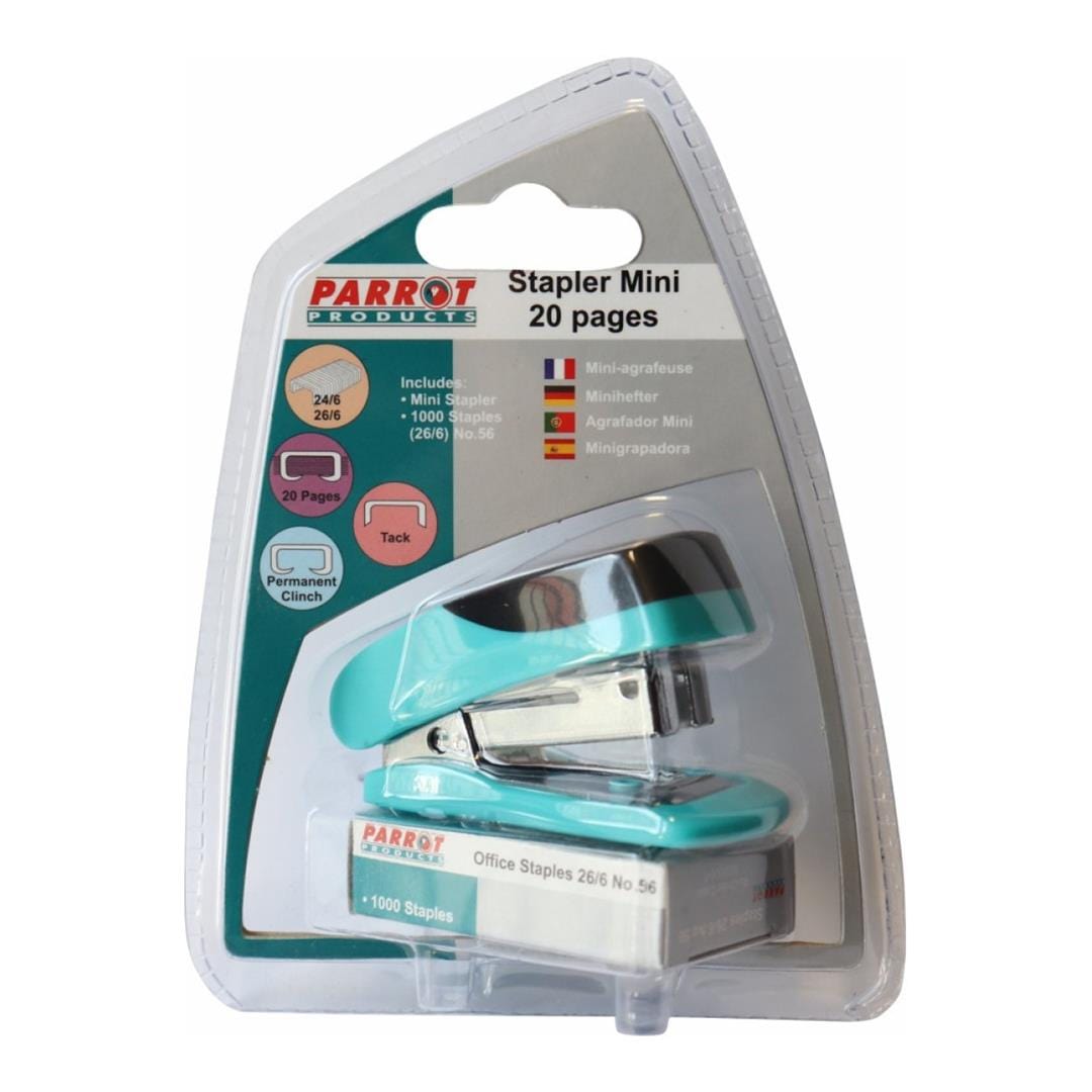 Parrot ST3050D Mini Stapler & Staples (1000x26/6) - Blue