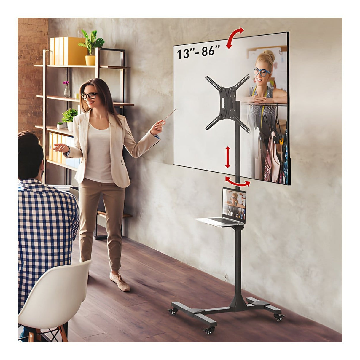 Barkan SW411H 13-18-inch Mobile TV Mount Cart with Metal Shelf