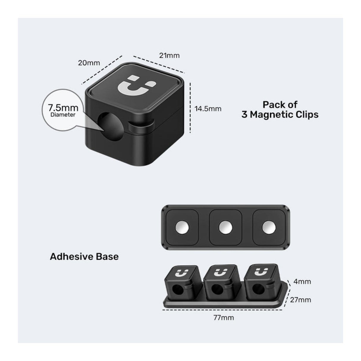 Unitek SnapHold Magnetic Cable Clips with Base T1117ABK01
