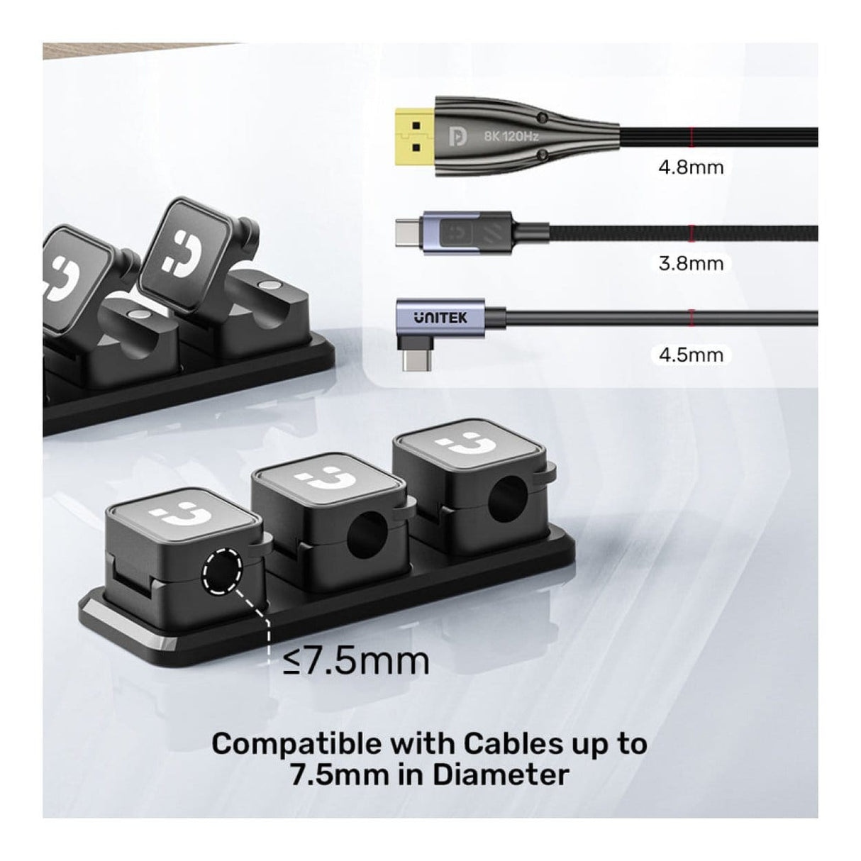 Unitek SnapHold Magnetic Cable Clips with Base T1117ABK01
