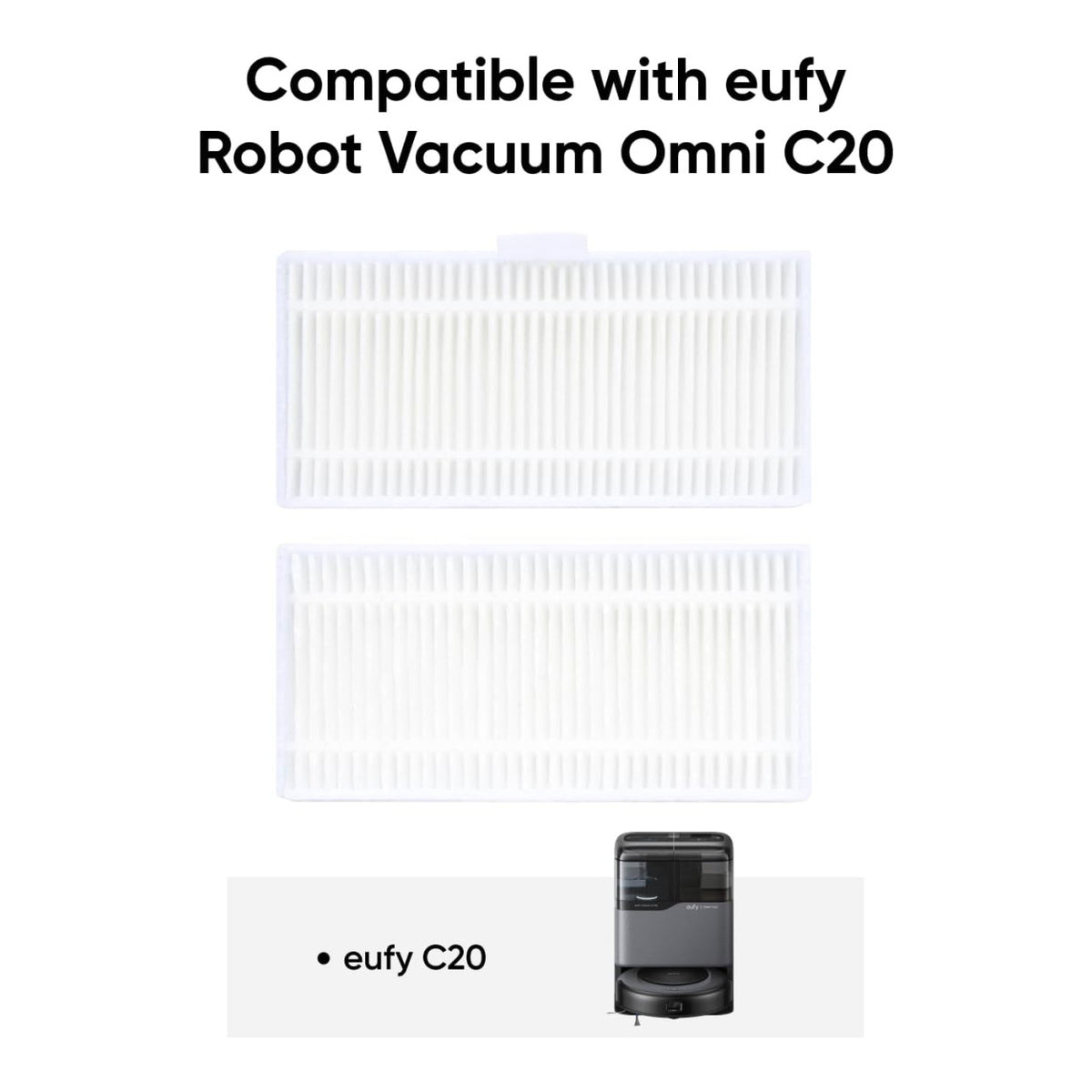 Eufy Replacement Washable Filter for Omni C20 RoboVac 2-pack T290B120