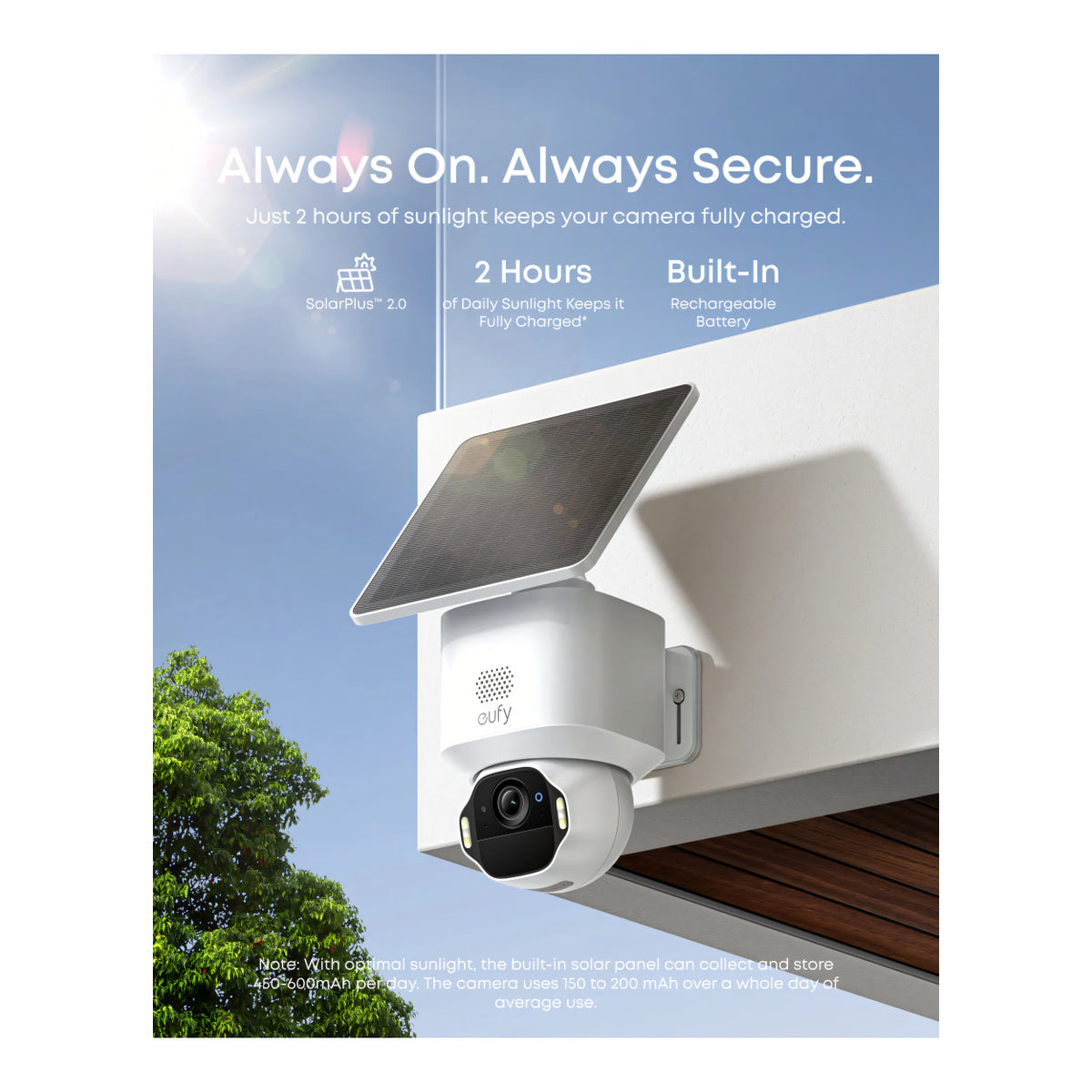 Eufy SoloCam E42 4K UHD AI 360-degree PTZ Wireless Outdoor Solar Network Camera T8173321
