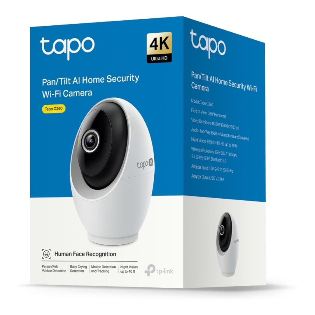 TP-Link Tapo C260 4K 8MP 4.3mm AI Wi-Fi Pan/Tilt Home Security Camera