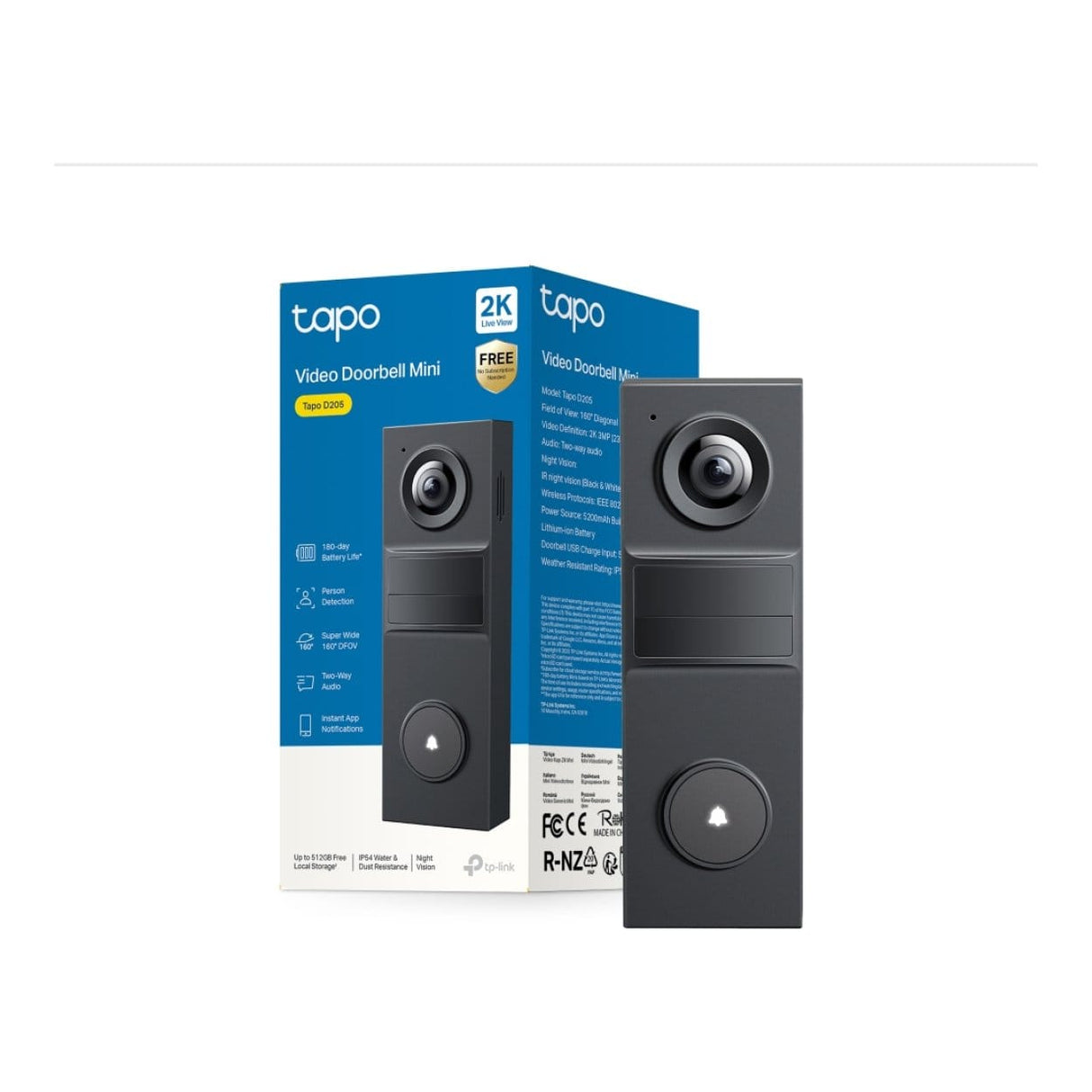 TP-Link Tapo D205 2K Battery Video Doorbell Mini