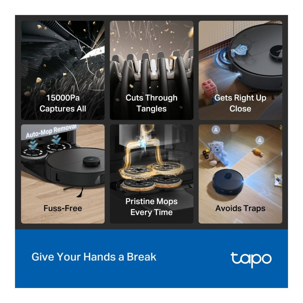 TP-Link Tapo RV50 Pro Omni AI Detection Robot Vacuum & Mop with All-in-One Self-Cleaning Station