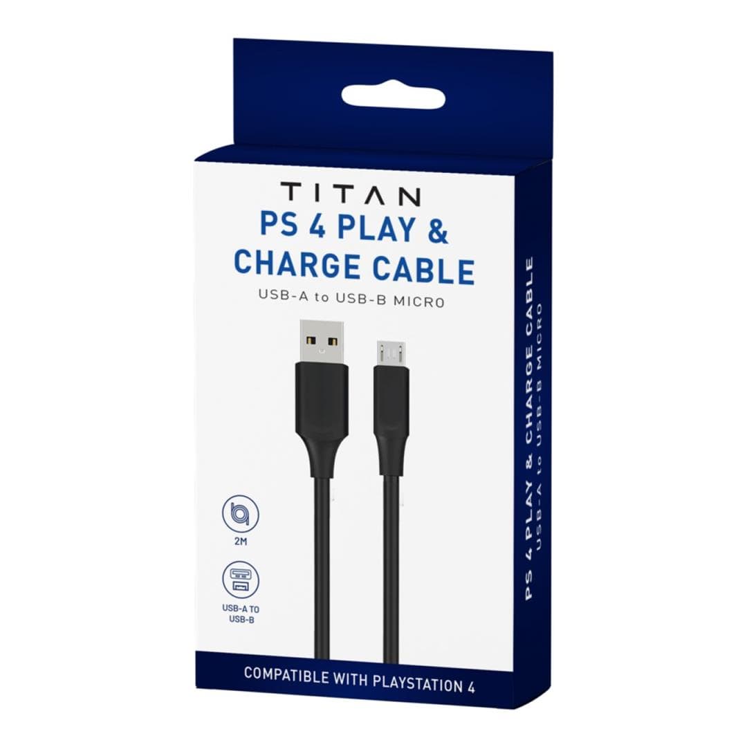 Titan 2m USB-A to USB-B Charging Cable for PS4 Black TG-CCB-2MPS4