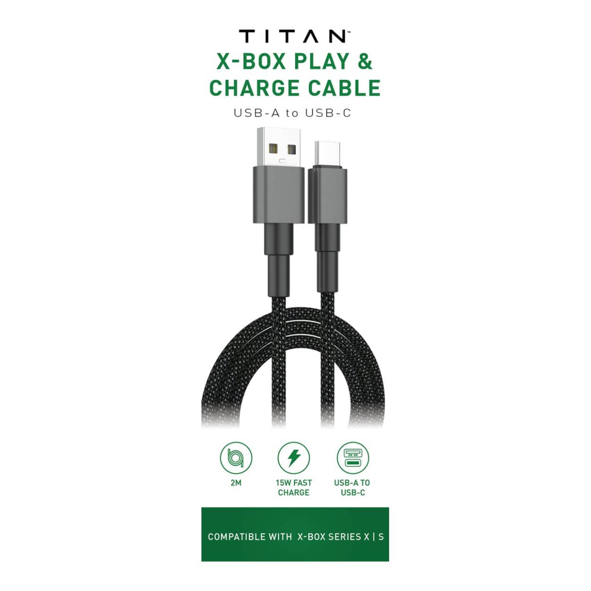Titan Xbox Type-C to Type-A Charging Cable 2m Black TG-CCB-2MXB