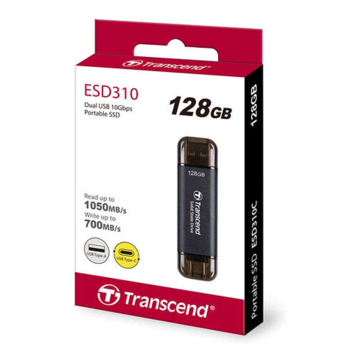 Transcend ESD310C 128GB Flash Drive Portable SSD Black TS128GESD310C