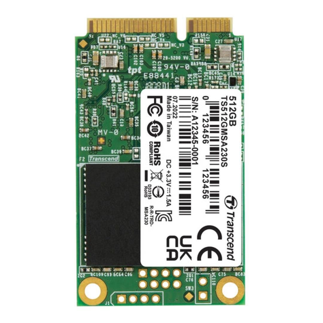 Transcend MSATA 230S 512GB Serial ATA III 3D NAND Internal SSD TS512GMSA230S
