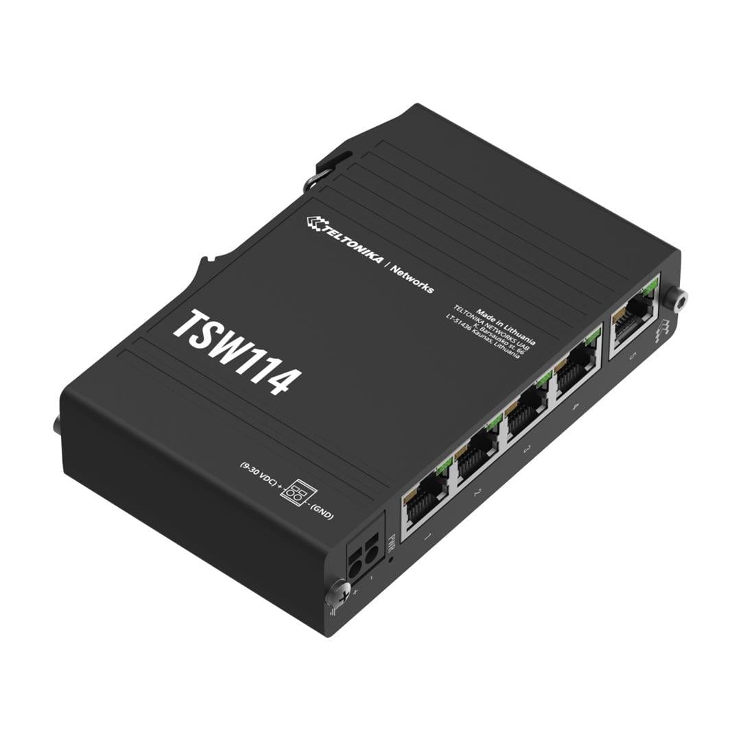 Teltonika Industrial 5-port Gigabit DIN Rail Ethernet Switch TSW114