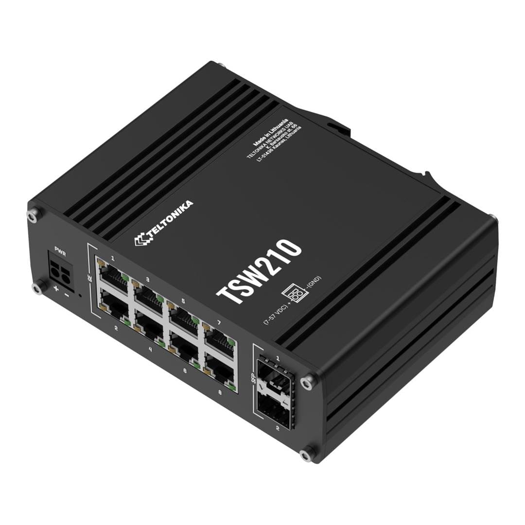 Teltonika TSW210 8-port GbE Unmanaged Industrial Switch with 2x SFP Ports