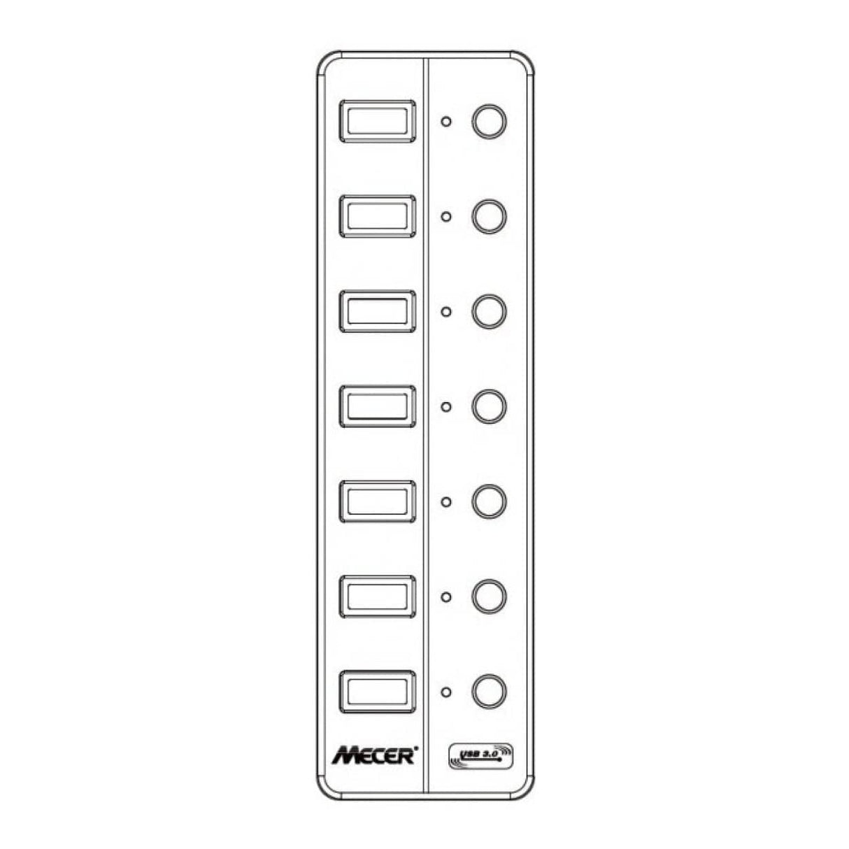 Mecer U3-7HL 7-port External PDU Black