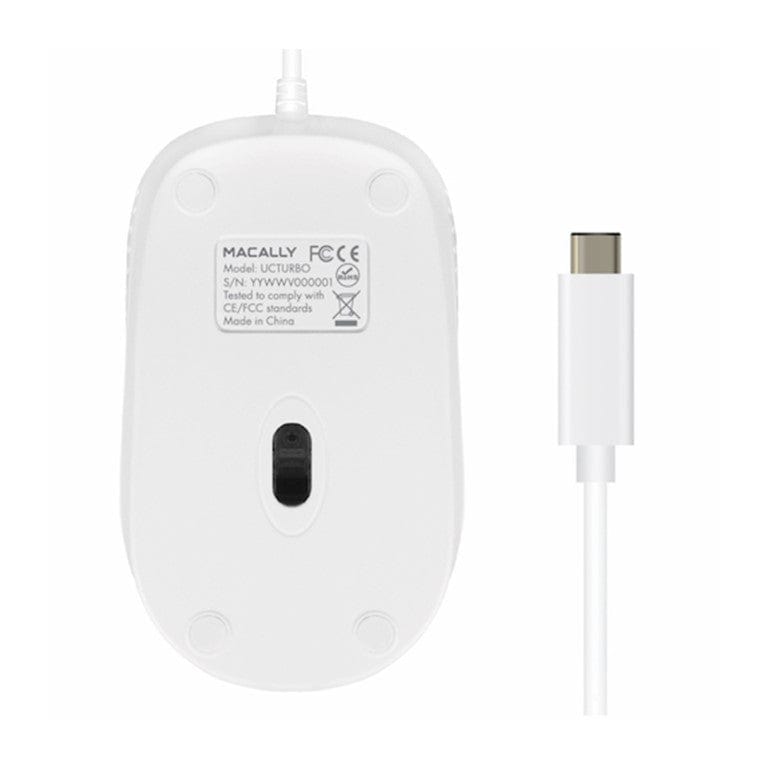 Macally USB Type-C Optical Wired Mouse White UCTUBRO