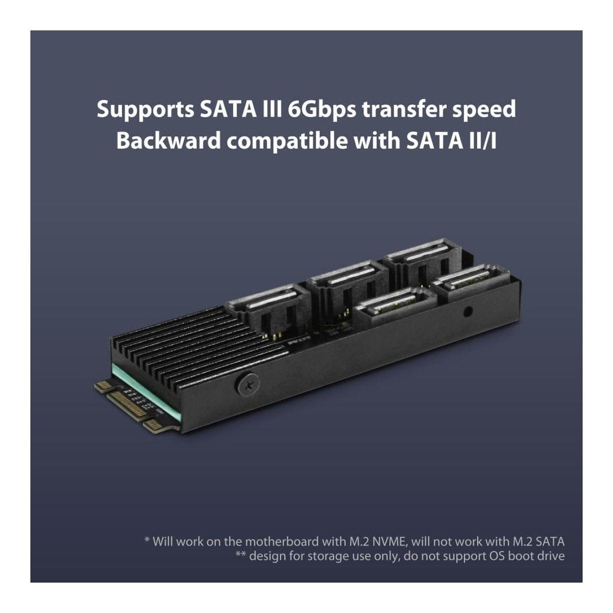 Vantec M.2 PCIe Gen3x2 B+M Key to 5-port SATA Expansion Card UGT-M2670