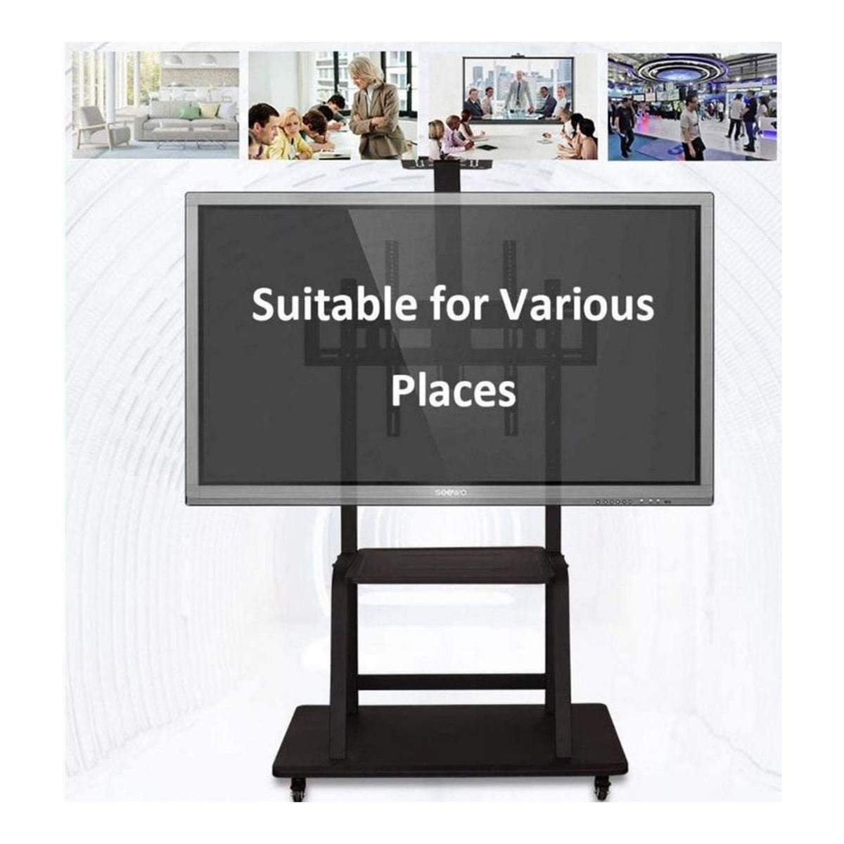 UniQue Heavy Duty 60–100 Inch Mobile Display Stand Cart Black UNIQ-1800S