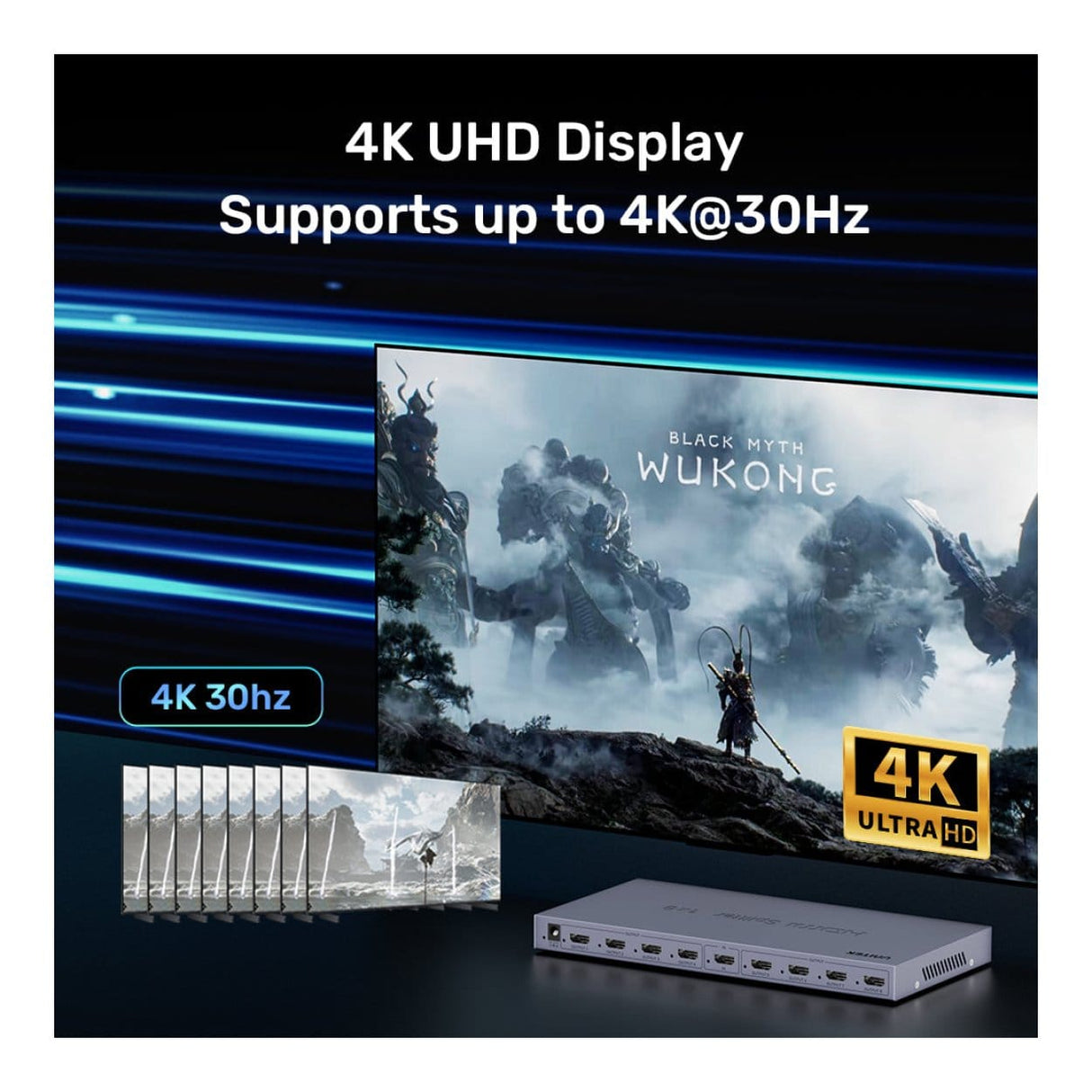 Unitek 9-port 4K HDMI Splitter Grey V1132A01-UK