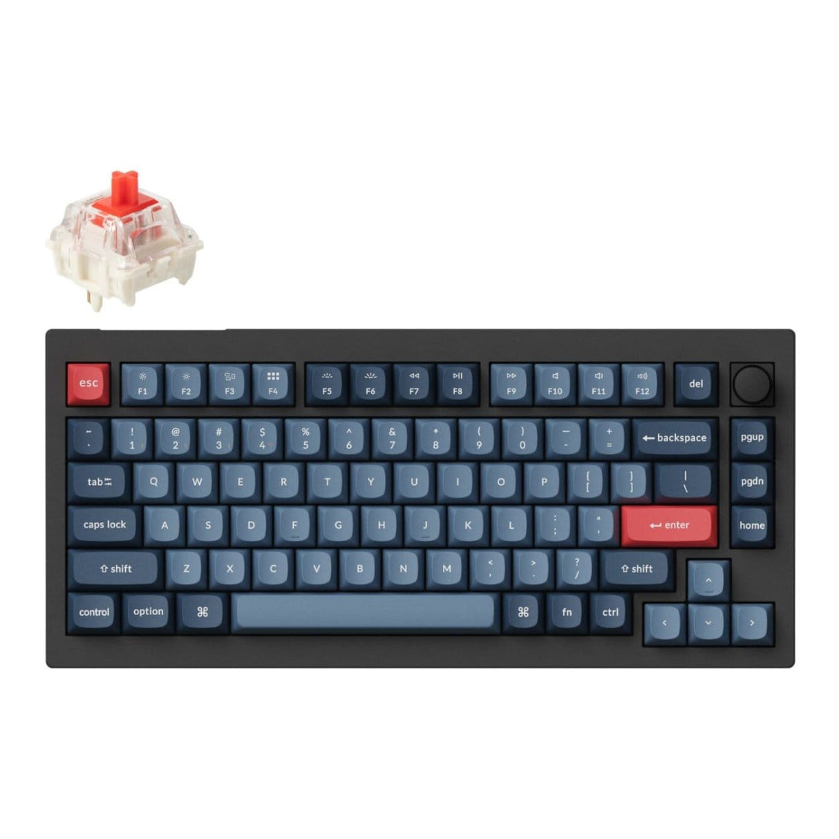 Keychron V1 Max QMK/VIA Wireless Custom Keyboard Black with Red Switches V1M-D1