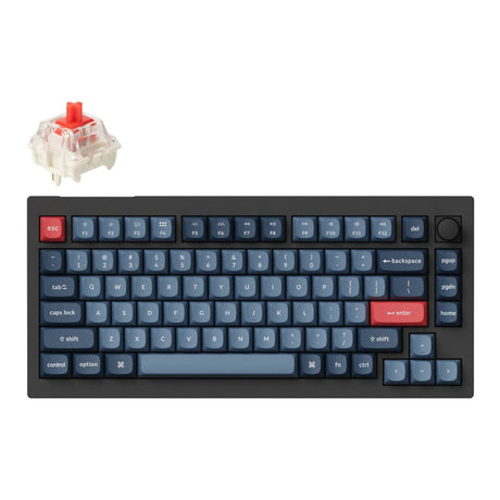 Keychron V1 Max QMK/VIA Wireless Custom Keyboard Black with Red Switches V1M-D1