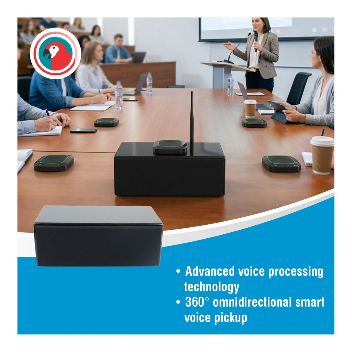 Parrot Wireless Audio Conferencing System with 4 Microphones, Processor and Loudspeaker VC0007