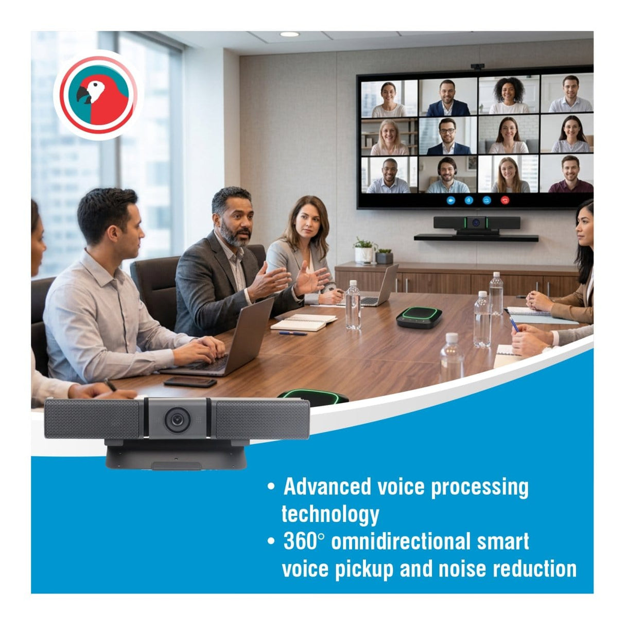 Parrot VC0009 All-in-One Video Audio Conferencing System with Camera, Mic & Speaker