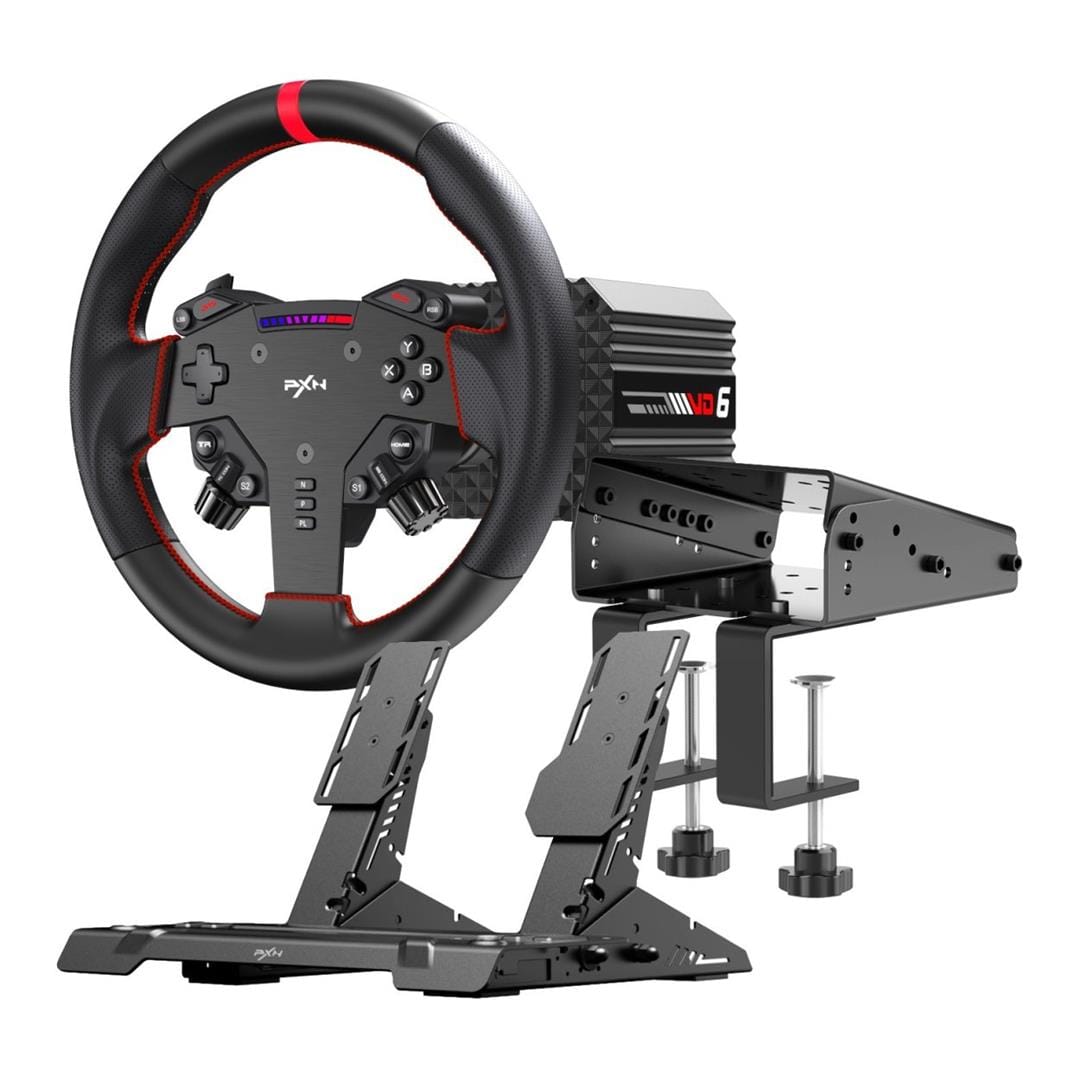 PXN VD6 Direct Drive Sim Racing Wheel Dual Pedal and Clamp Bundle VD6BUNDLEABT