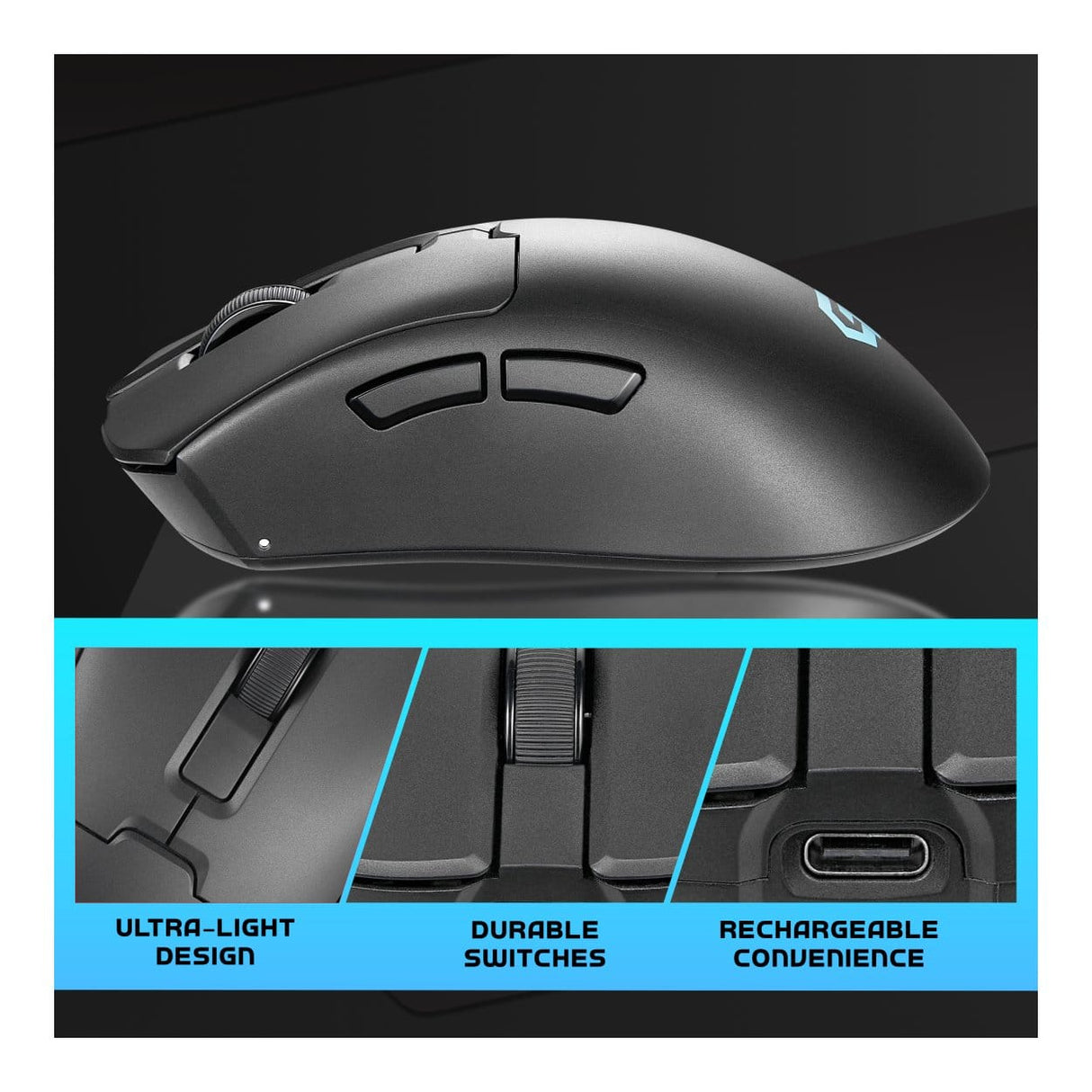 Volkano Arc Ultra-Lightweight Wireless Gaming Mouse VG-201-BK