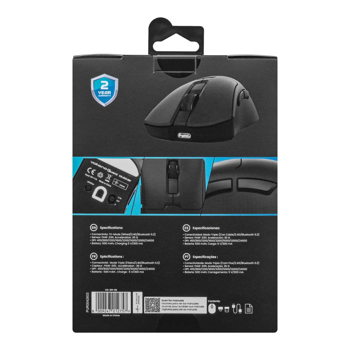 Volkano Arc Ultra-Lightweight Wireless Gaming Mouse VG-201-BK