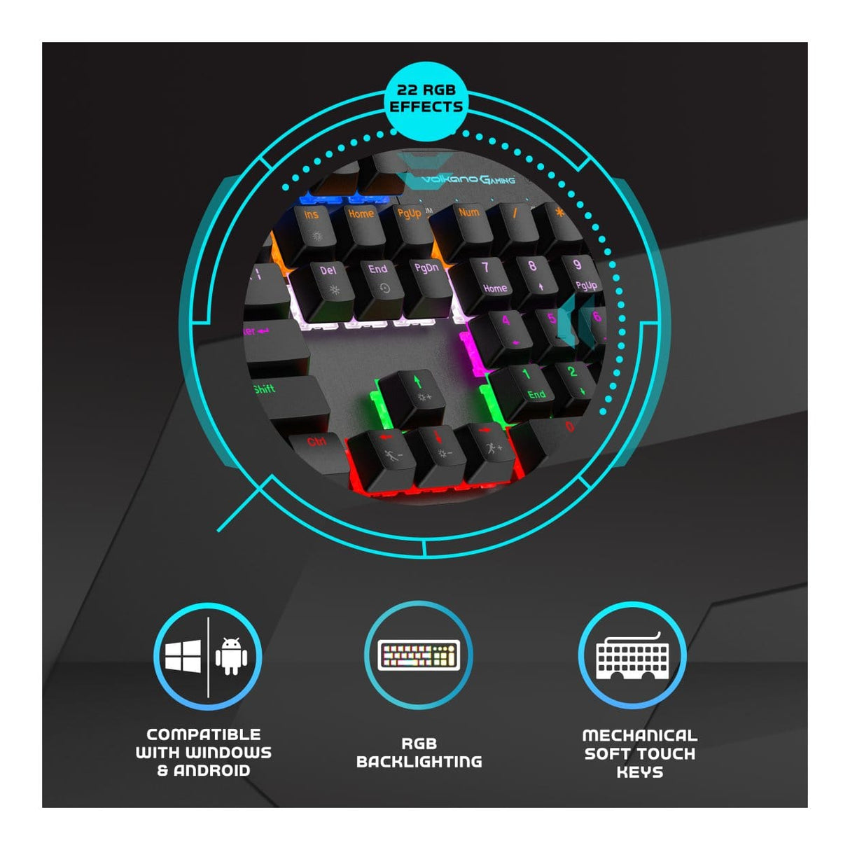 Volkano Gaming Phantom X1 RGB Wired Keyboard VG-208-BK