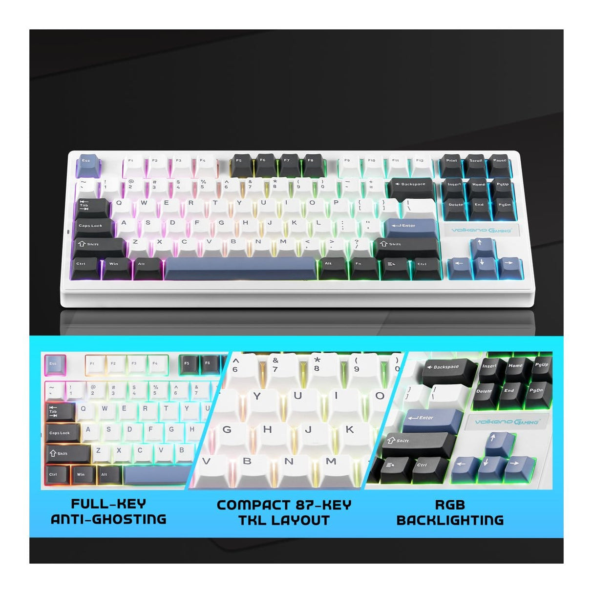 Volkano Obsidian X1 TKL Tri-mode Wireless Gaming Keyboard VG-210-BK