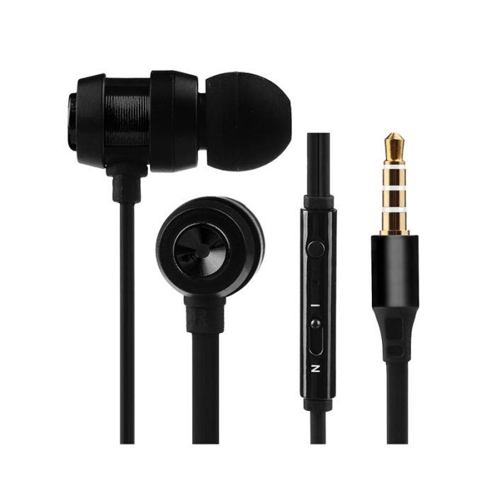 Volkano Alloy Series Earphones with Mic Solid Black VK-1007-SBK
