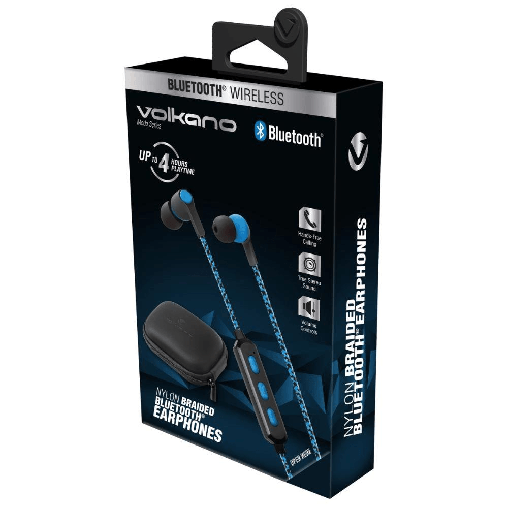 Volkano Moda Series Nylon Bluetooth Braided Earphones Blue VK-1107-BL