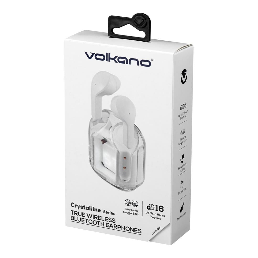 Volkano Crystalline Series Hardbox TWS Earphones White VK-1173-WT-HB