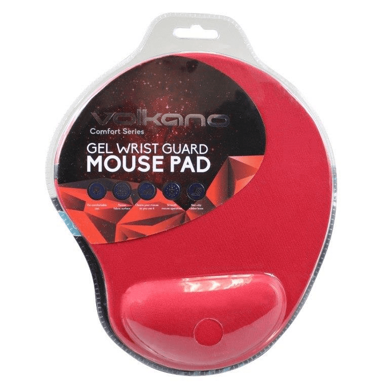 Volkano Comfort Series Gel Mousepad with Wristguard Red VK-20009-RD