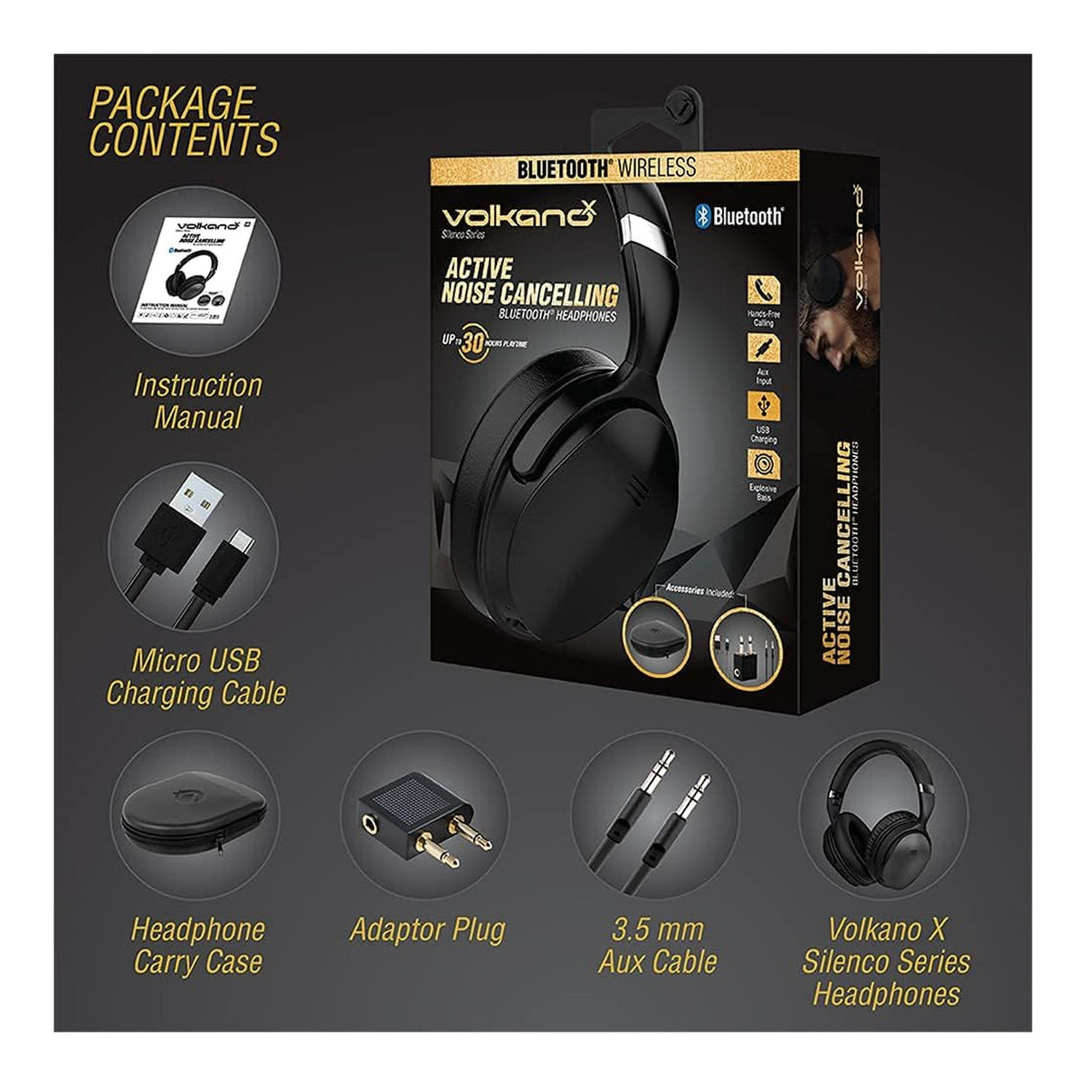 VolkanoX Silenco Series ANC Wireless Headphone VK-2003-BK