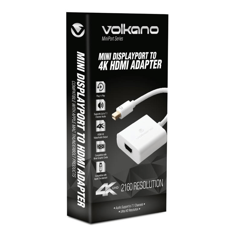 Volkano MiniPort Series Mini DisplayPort to 4K HDMI Converter White VK-20048-WT