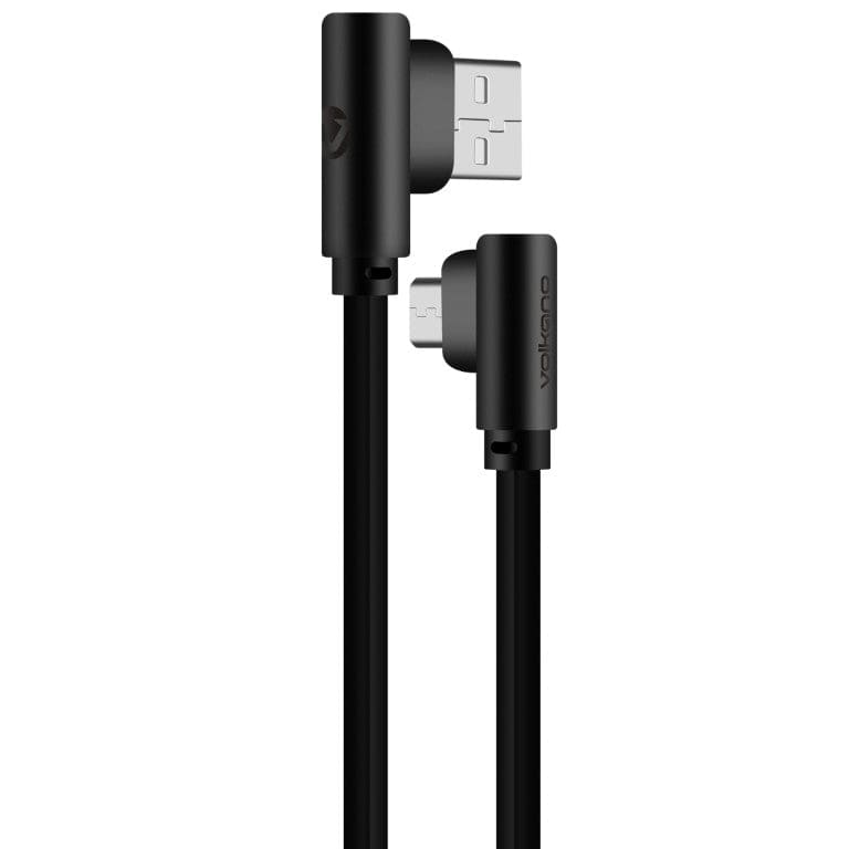 Volkano Slim Series 90-degree Micro USB Charge and Data Cable Black VK-20083-BK