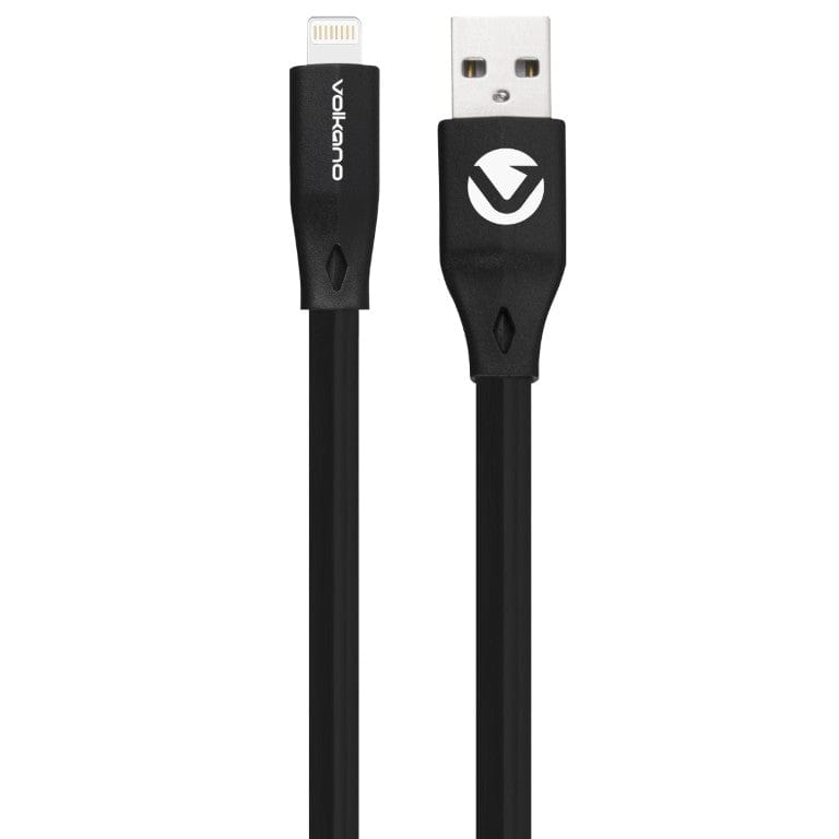 Volkano Slim Series 1.2m Flat PVC Lightning Charge and Data Cable Black VK-20084-BK