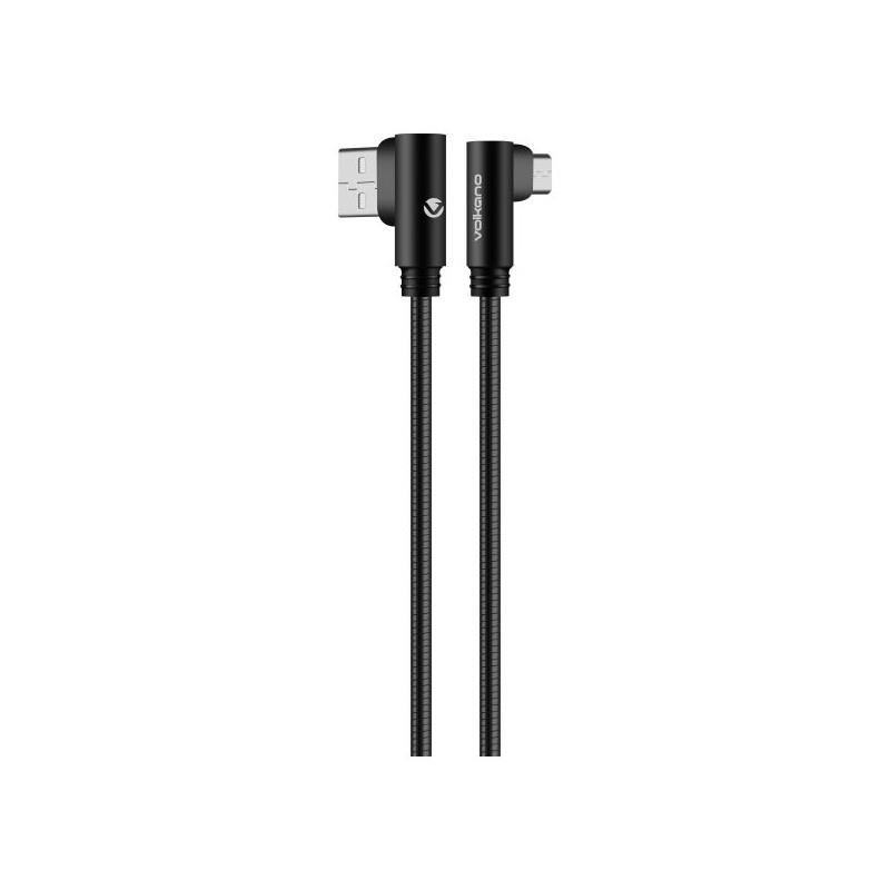 Volkano Iron Series 1.2m Round Metallic Spring Micro USB Cable Black VK-20093-BK