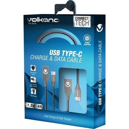 Volkano Iron Series Type-C Charge Cable Black 1.8m VK-20095-BK-6