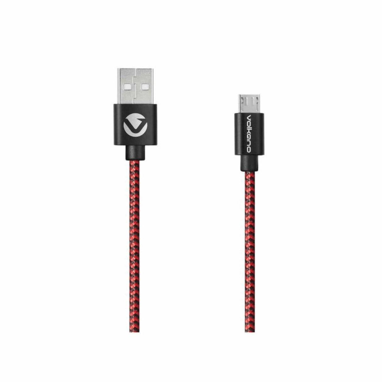 Volkano Braids Series Micro USB Nylon Braided Cable 1.2m Black and Red VK-20102-BKRD